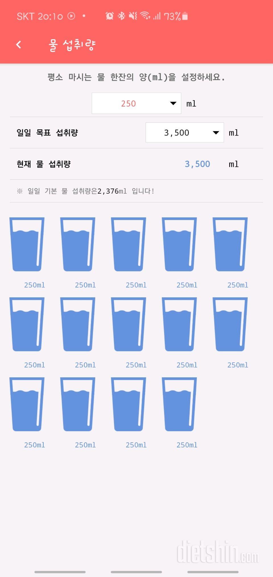 30일 하루 2L 물마시기 11일차 성공!