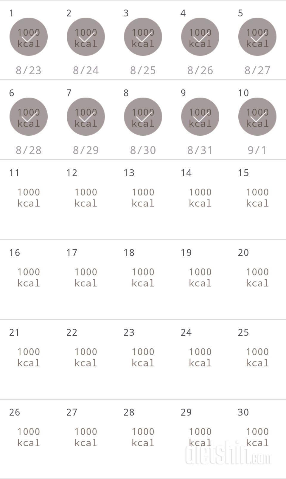 30일 1,000kcal 식단 10일차 성공!