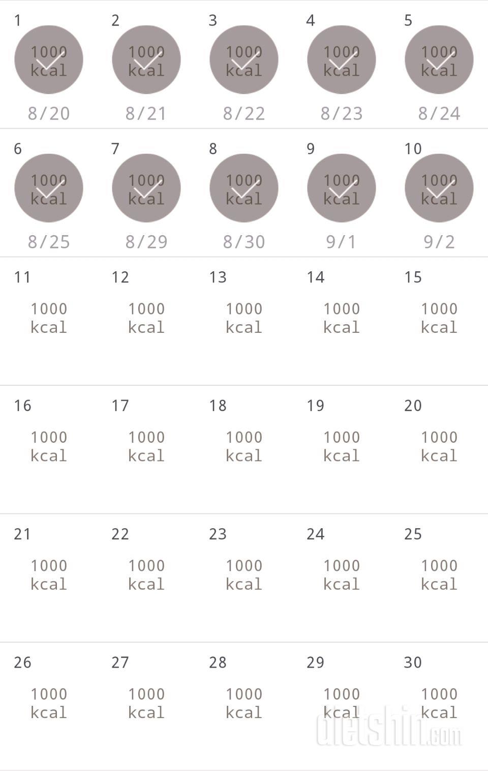 30일 1,000kcal 식단 10일차 성공!