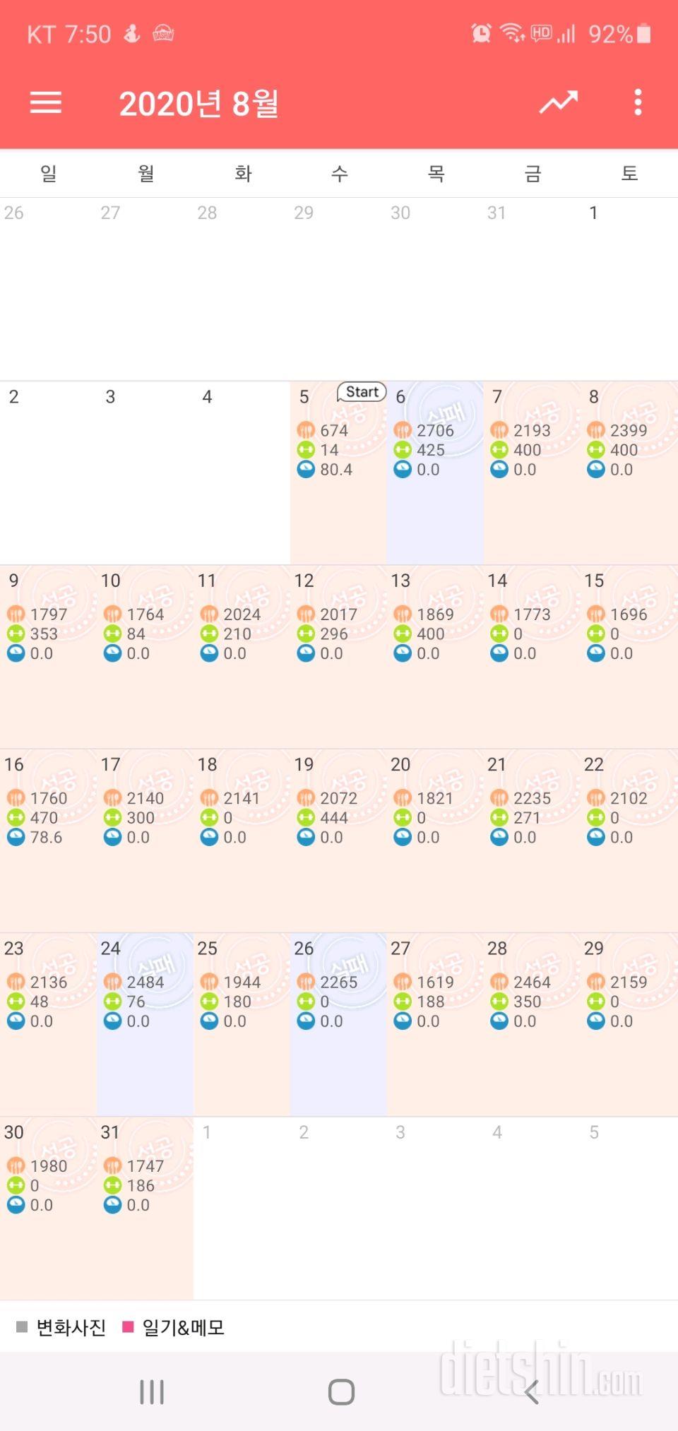 9월 1주 운동기록