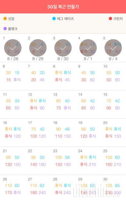 30일 복근 만들기 5일차 성공!