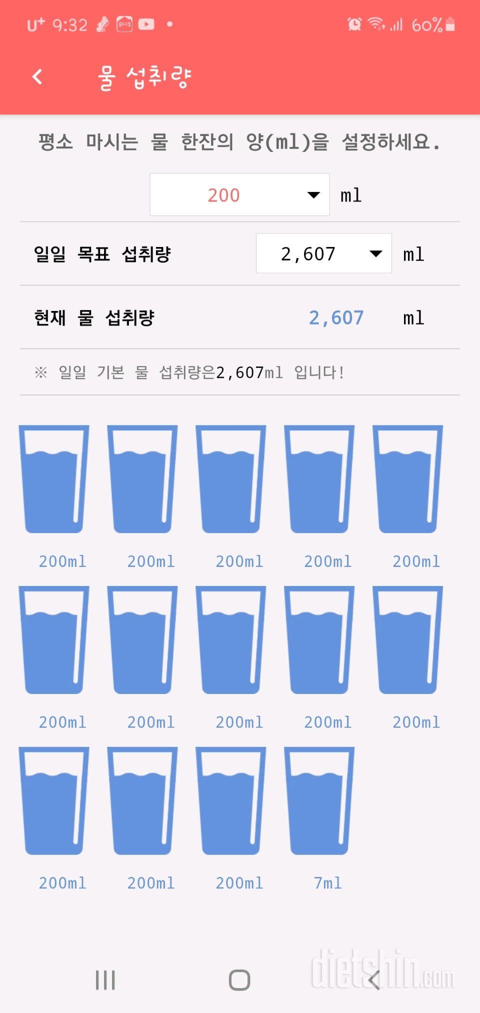 30일 하루 2L 물마시기 2일차 성공!