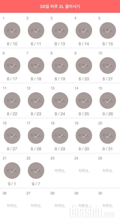 30일 하루 2L 물마시기 52일차 성공!