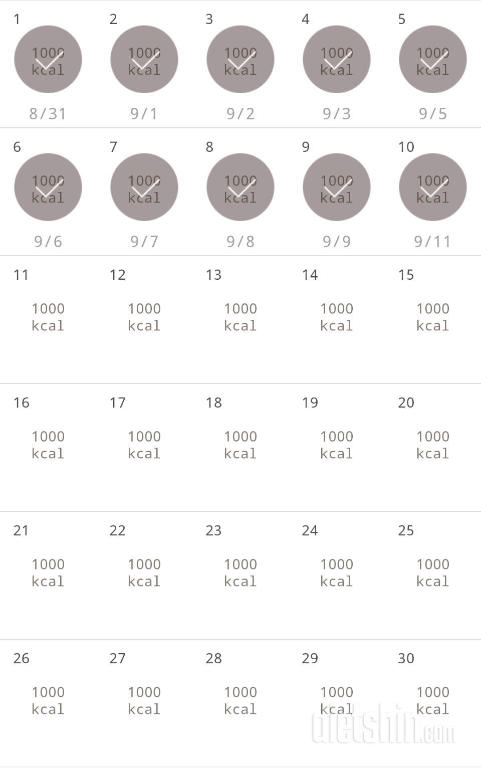 30일 1,000kcal 식단 10일차 성공!