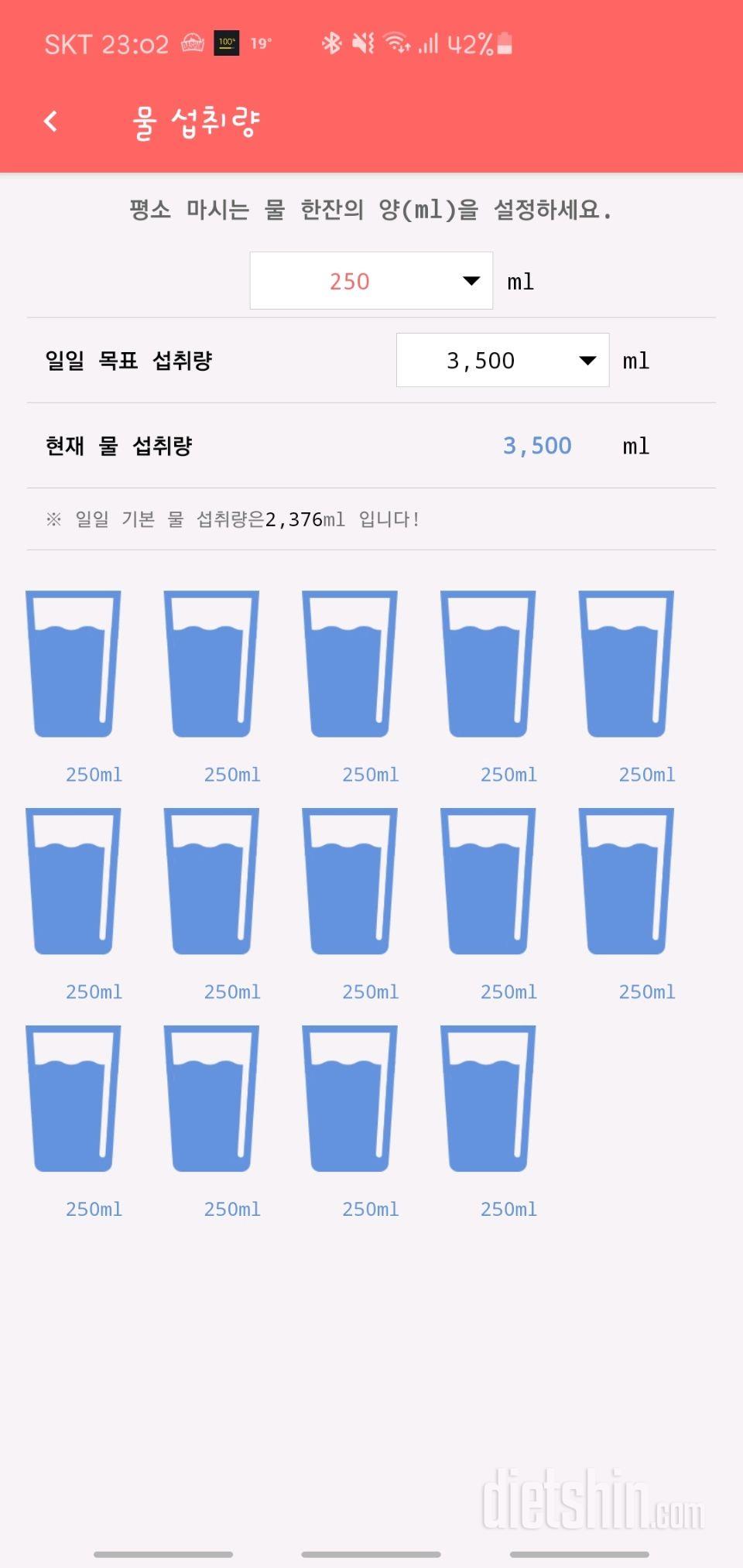 30일 하루 2L 물마시기 19일차 성공!