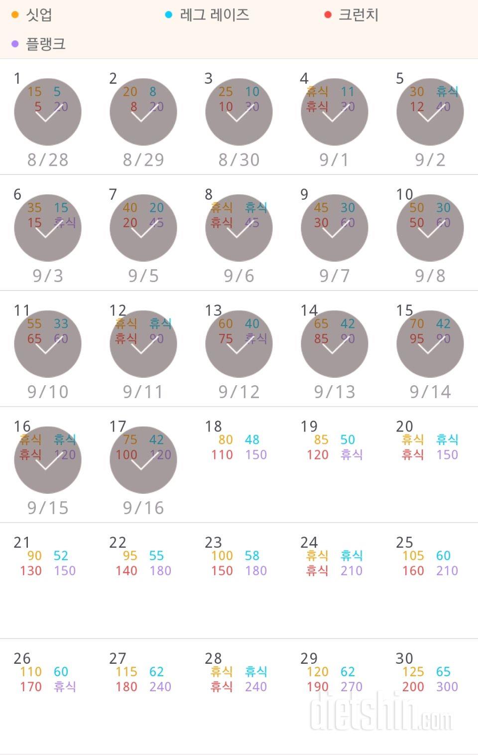 30일 복근 만들기 17일차 성공!