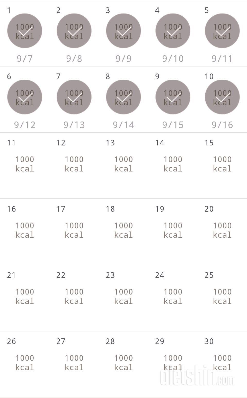 30일 1,000kcal 식단 10일차 성공!