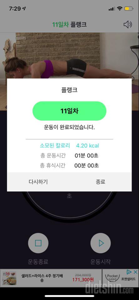 30일 플랭크 11일차 성공!