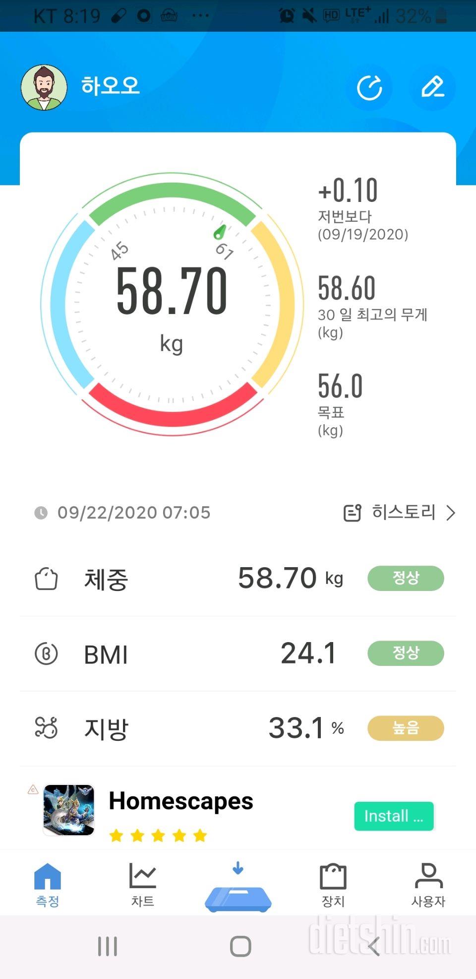 25일차) 58.7kg 저의 한계치