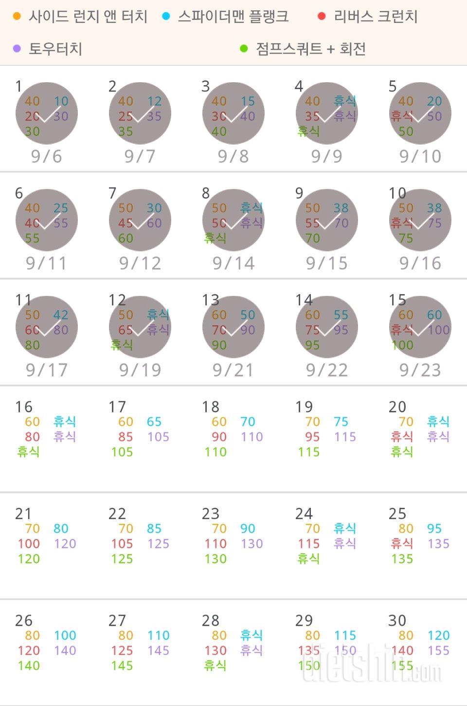 30일 전신운동  15일차 성공!