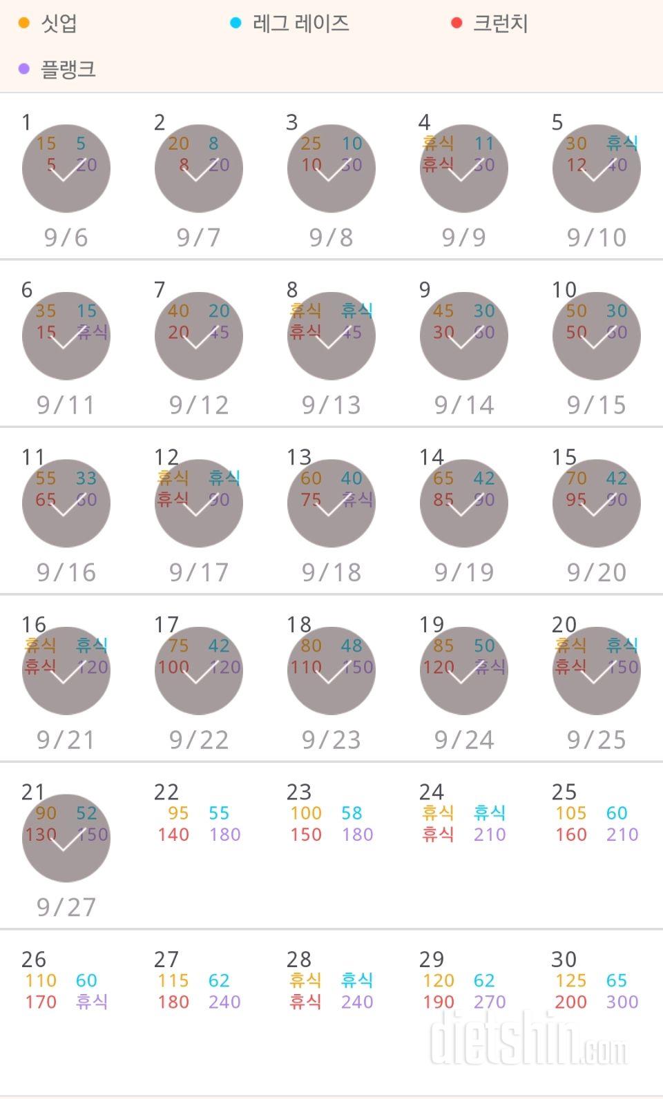 30일 복근 만들기 21일차 성공!