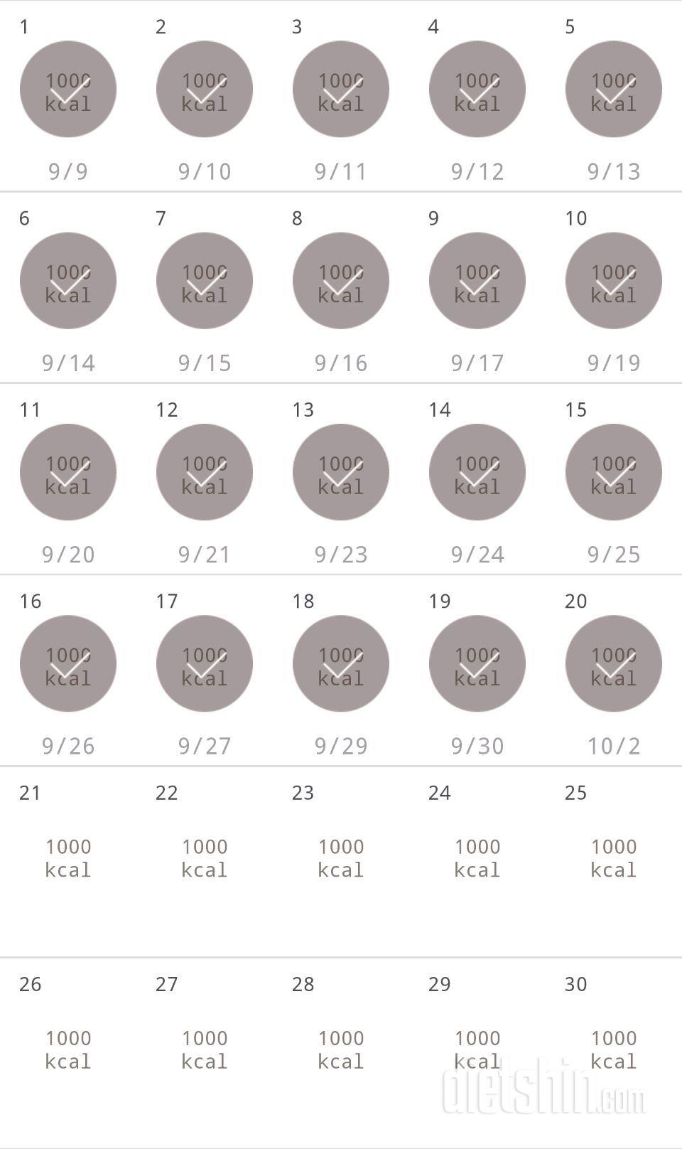 30일 1,000kcal 식단 20일차 성공!