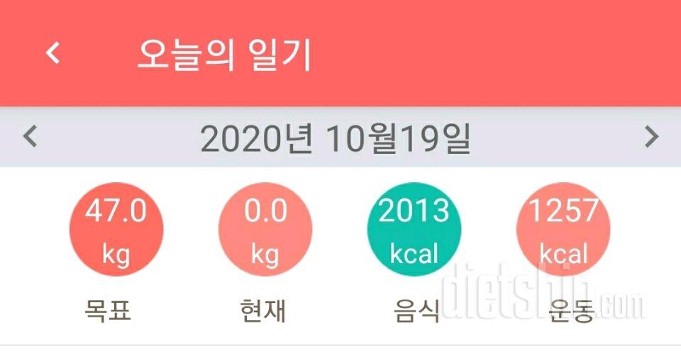 10월 19일 월요일(저녁식사와 저녁운동)