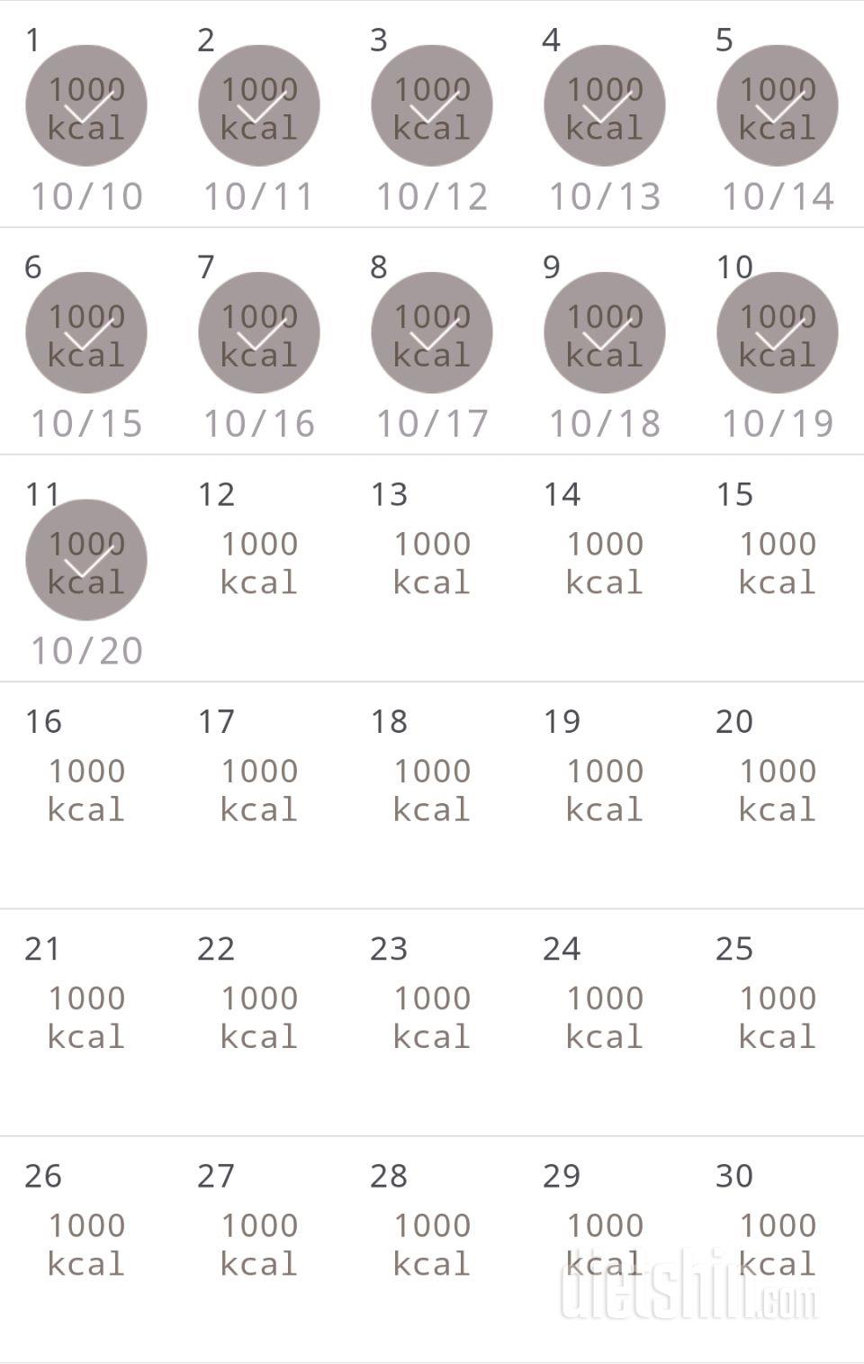 30일 1,000kcal 식단 11일차 성공!