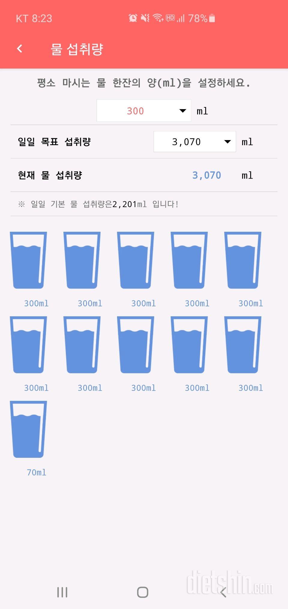 30일 하루 2L 물마시기 15일차 성공!