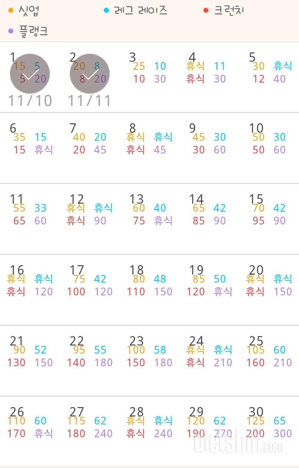 30일 복근 만들기 2일차 성공!