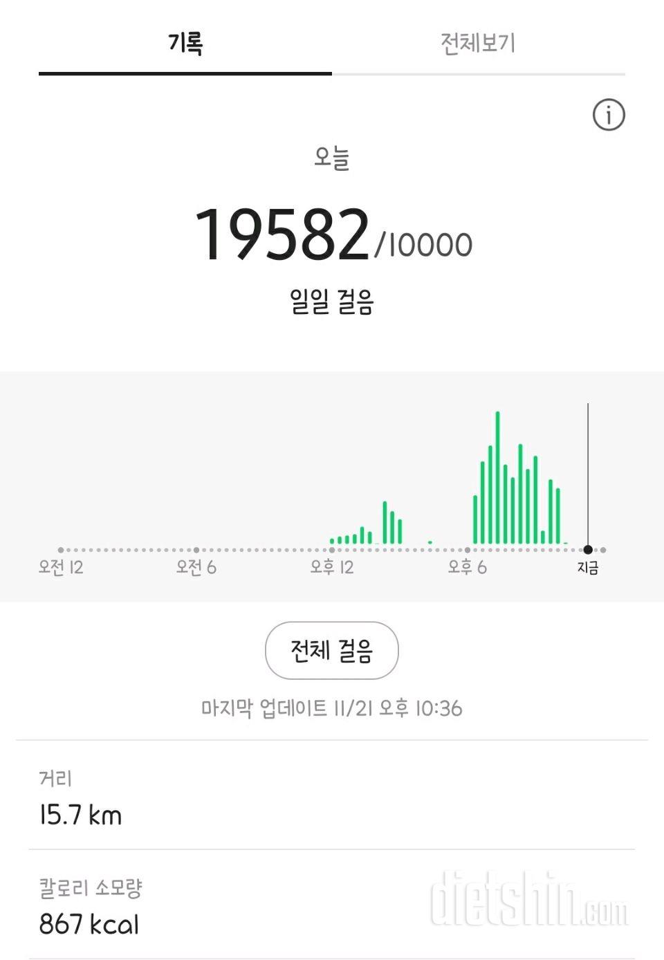 11월 21일 토요일 식단 및 운동