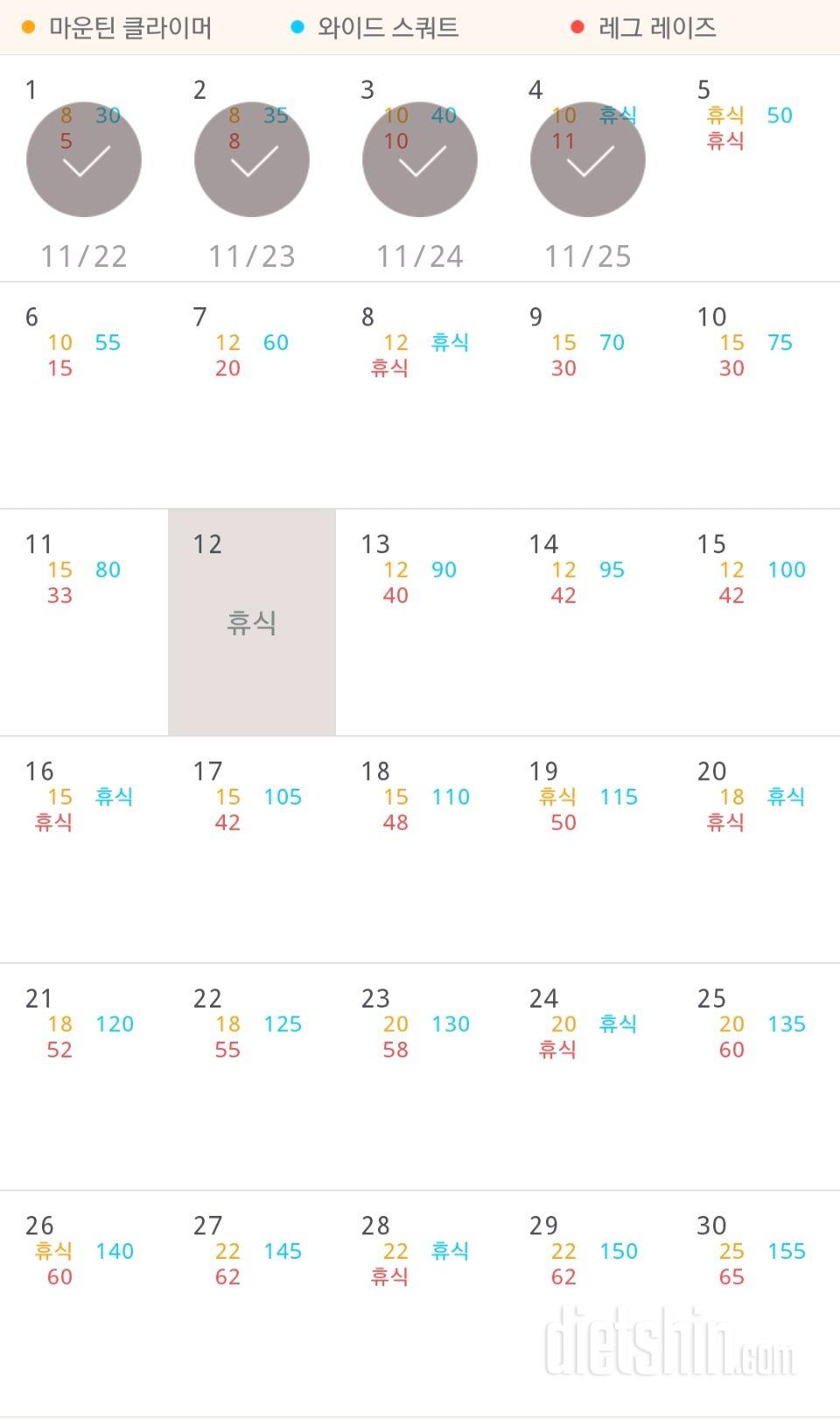 30일 체지방 줄이기 4일차 성공!