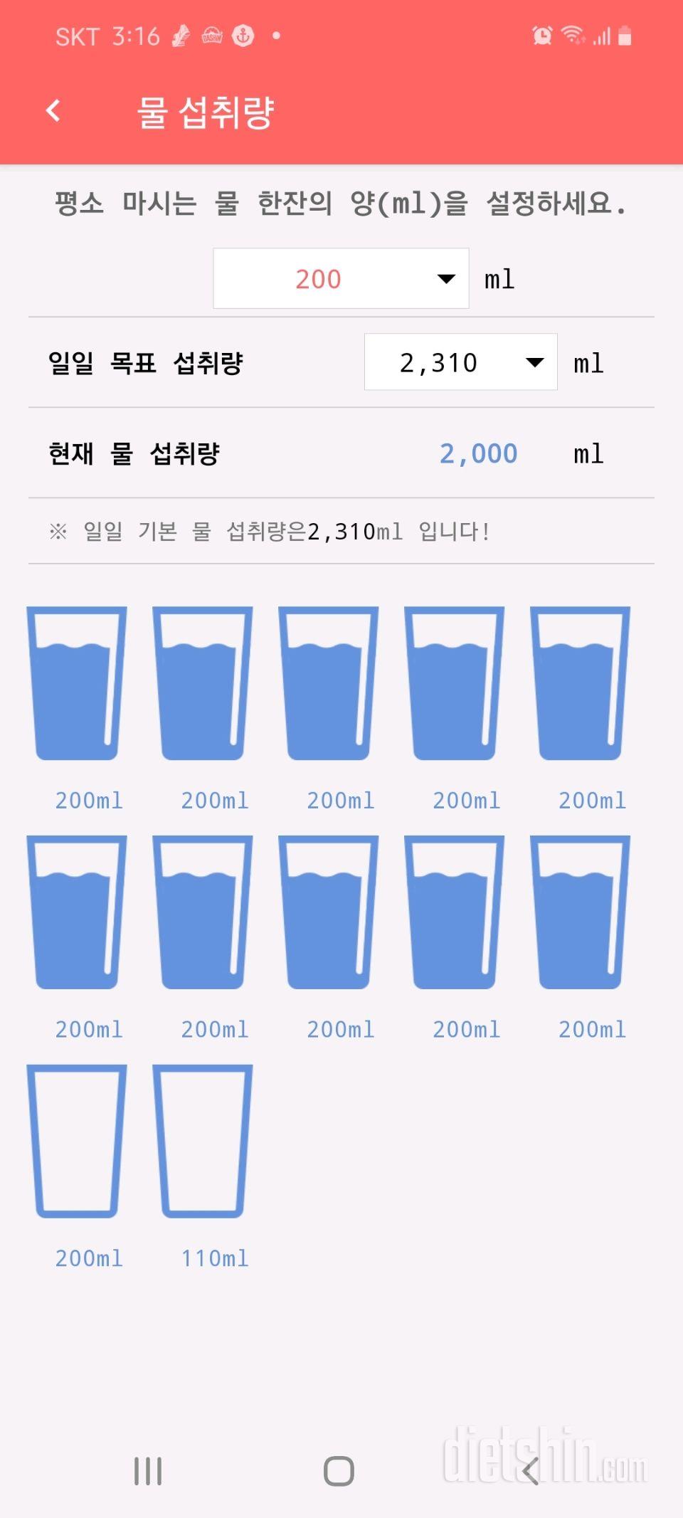 30일 하루 2L 물마시기 28일차 성공!