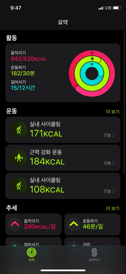 12월 17일(운동 464kcal)