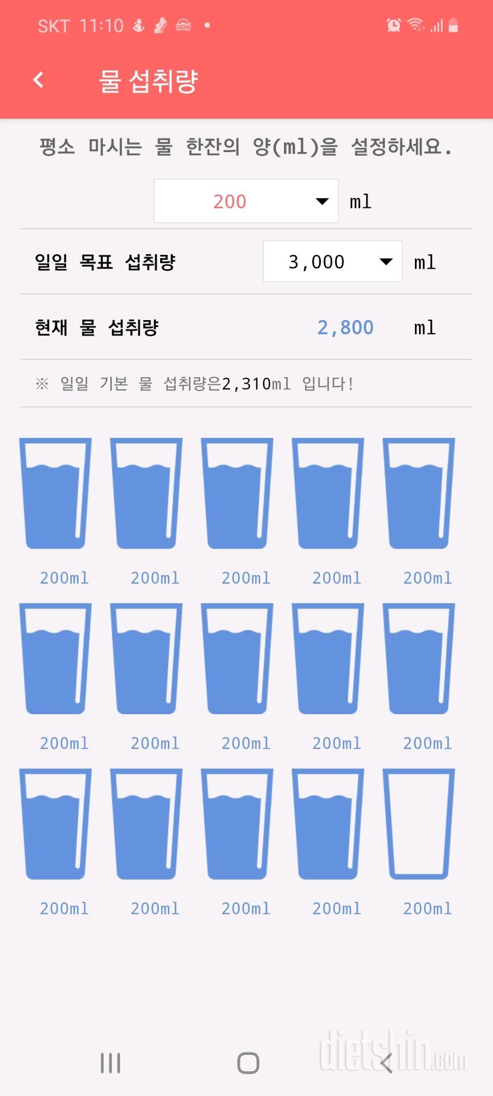 30일 하루 2L 물마시기 43일차 성공!