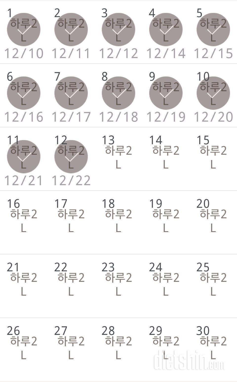 30일 하루 2L 물마시기 132일차 성공!