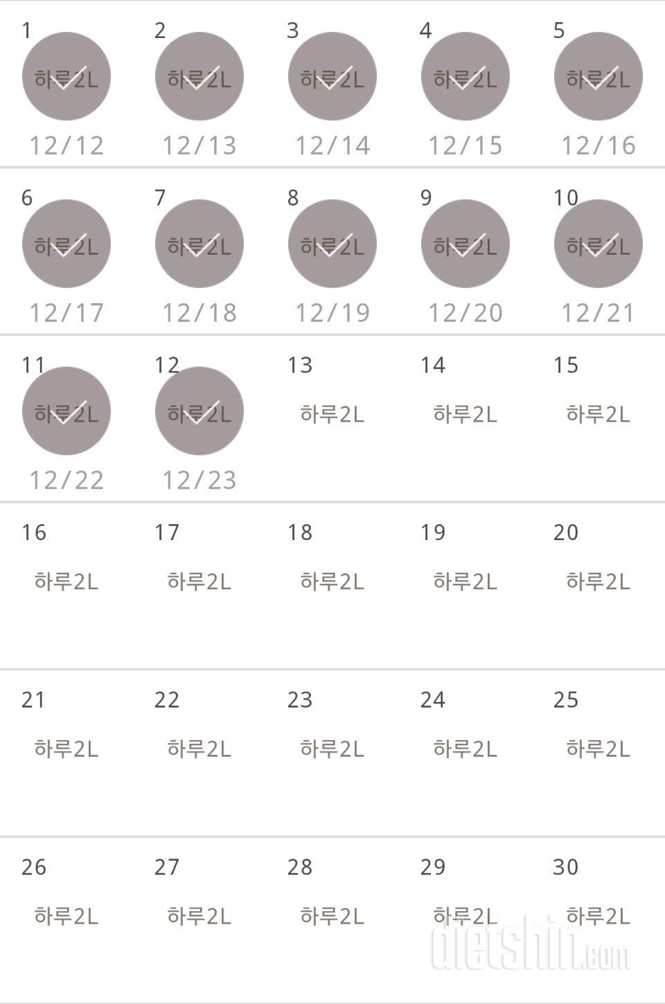 30일 하루 2L 물마시기 432일차 성공!