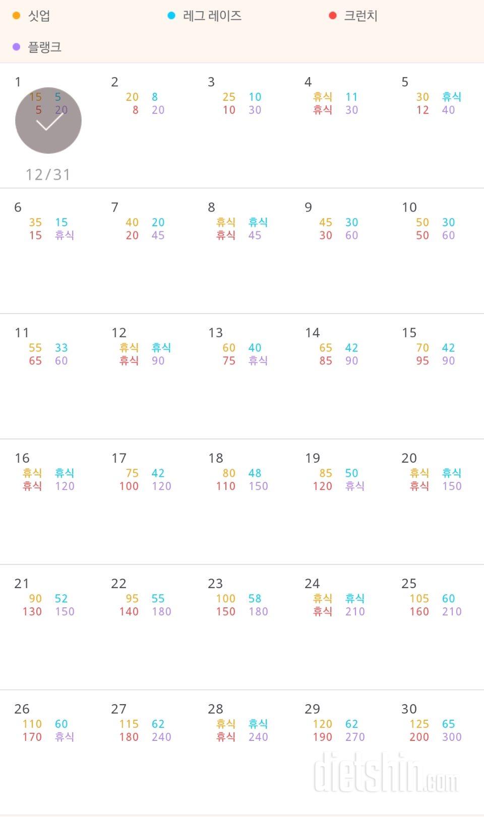 30일 복근 만들기 61일차 성공!