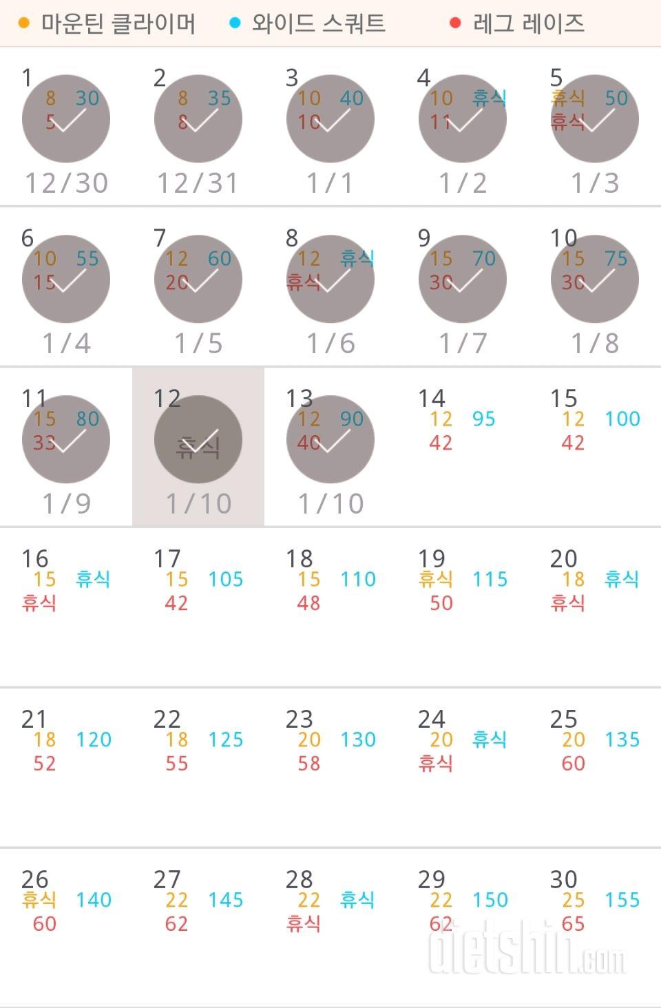 30일 체지방 줄이기 13일차 성공!