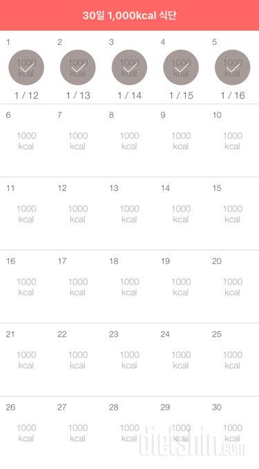 30일 1,000kcal 식단 5일차 성공!