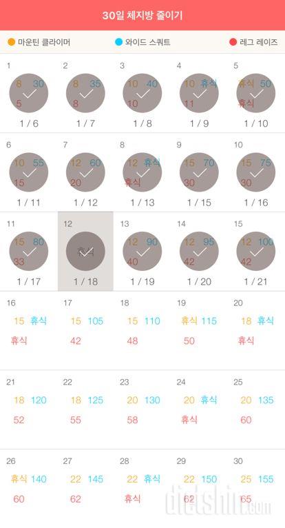 30일 체지방 줄이기 15일차 성공!