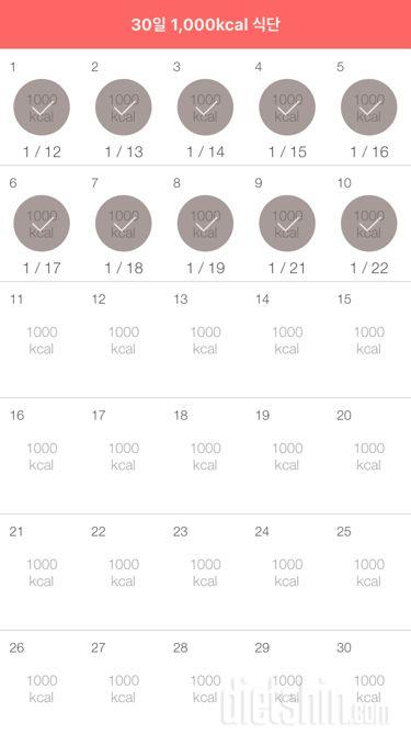 30일 1,000kcal 식단 10일차 성공!