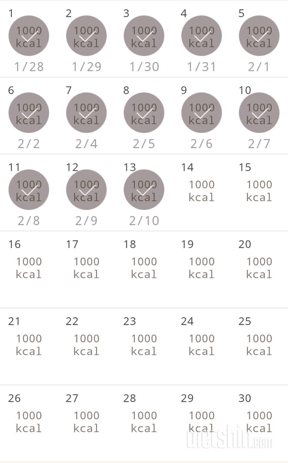 30일 1,000kcal 식단 13일차 성공!