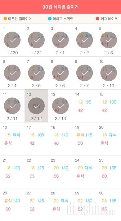 30일 체지방 줄이기 13일차 성공!