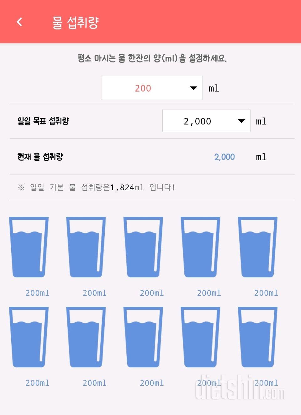 30일 하루 2L 물마시기 5일차 성공!