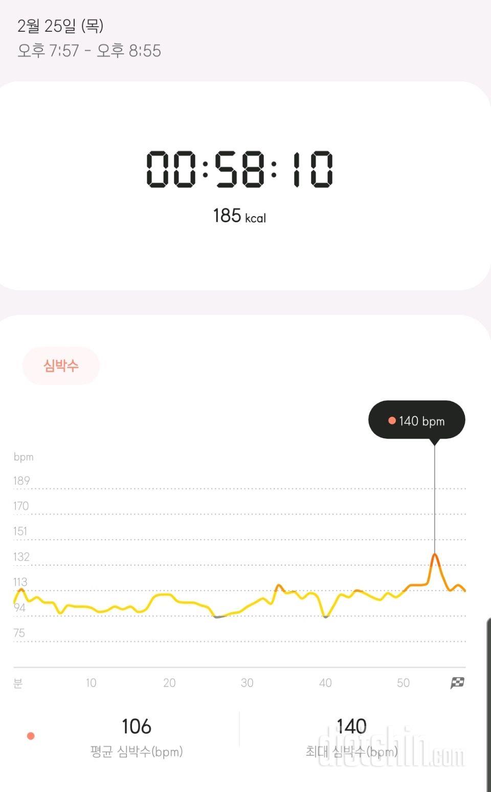 02월 25일( 운동 326kcal)