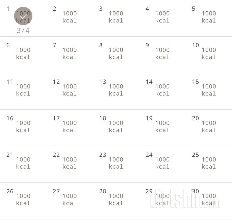 30일 1,000kcal 식단 31일차 성공!