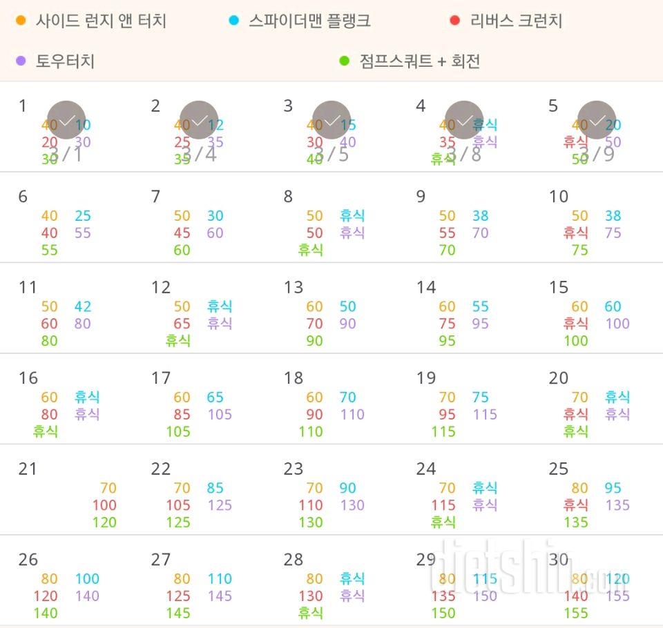 30일 전신운동  5일차 성공!