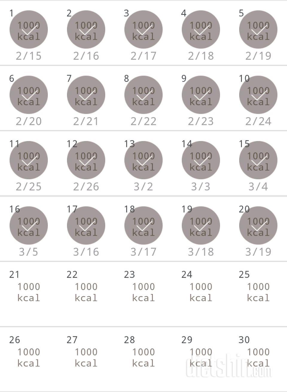 30일 1,000kcal 식단 20일차 성공!