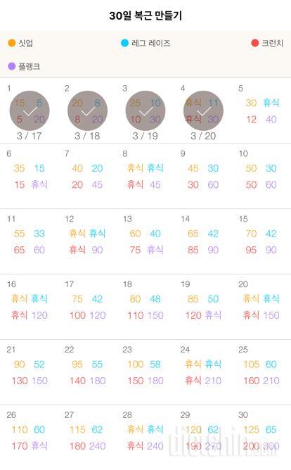 30일 복근 만들기 4일차 성공!