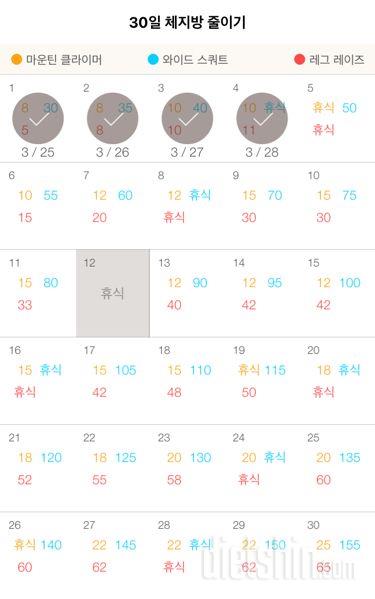 30일 체지방 줄이기 4일차 성공!