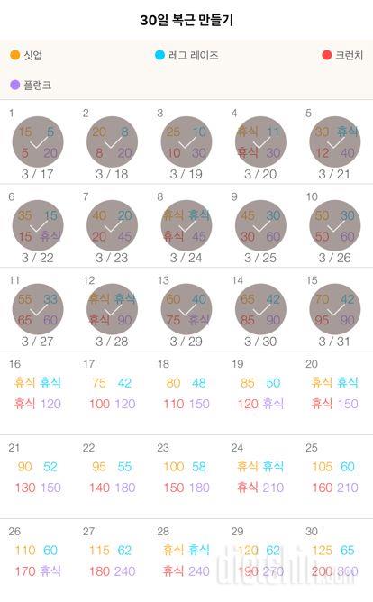 30일 복근 만들기 15일차 성공!