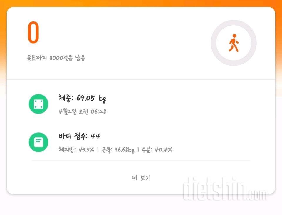 3월 15일 ~ 4월 2일 총 -5.4kg 74.45 > 69.05