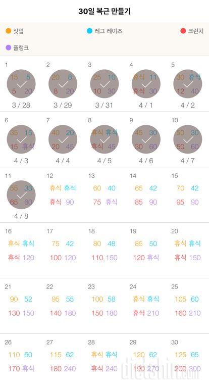 30일 복근 만들기 11일차 성공!