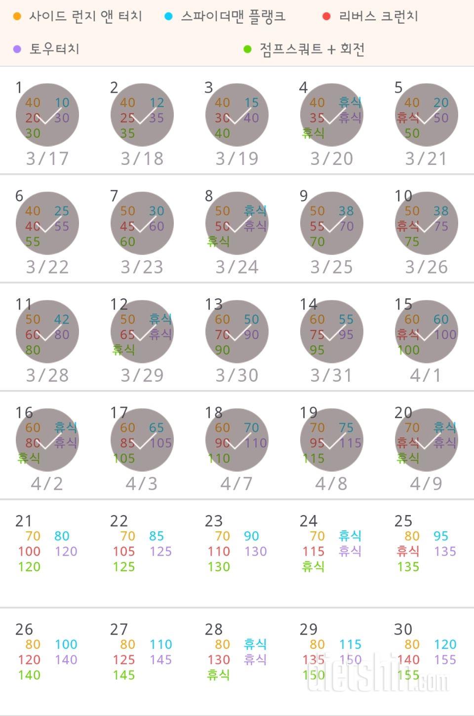 30일 전신운동  140일차 성공!