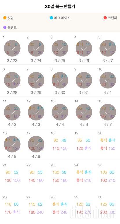 30일 복근 만들기 17일차 성공!