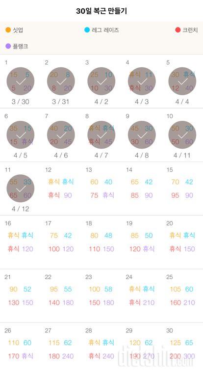 30일 복근 만들기 11일차 성공!