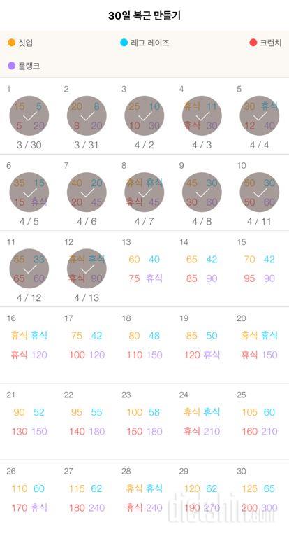 30일 복근 만들기 12일차 성공!