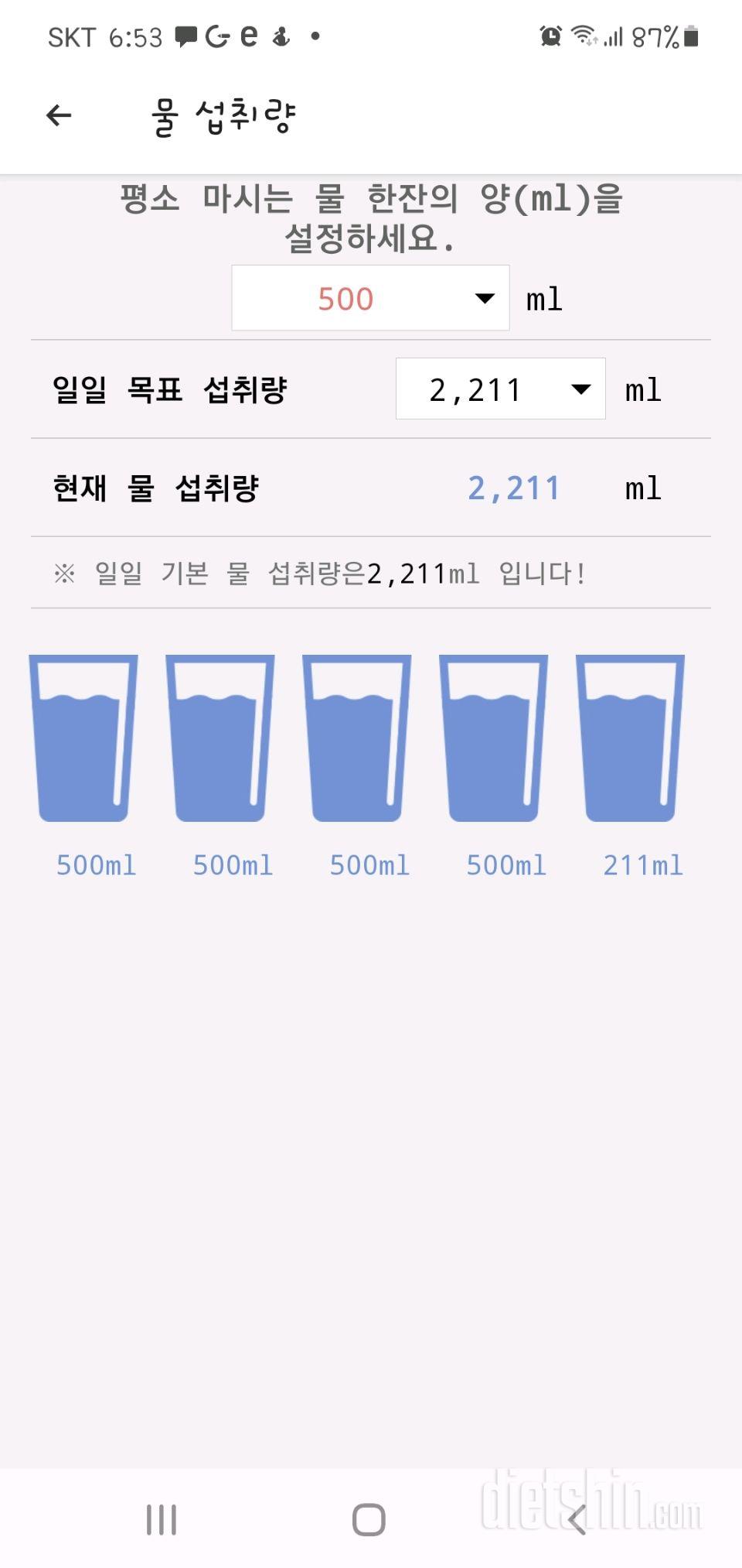 30일 하루 2L 물마시기 22일차 성공!