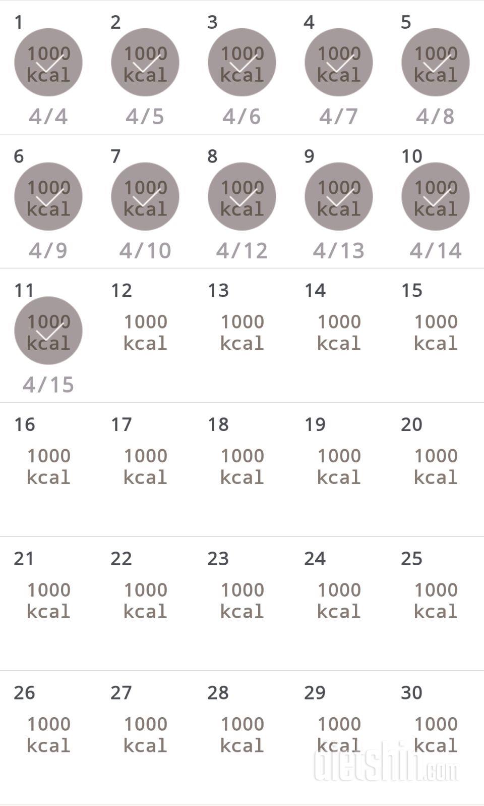 30일 1,000kcal 식단 11일차 성공!